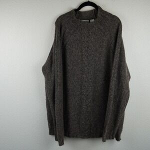 Claiborne Luxe Women XL Wool Mock Neck Cable Knit Sweater Brown